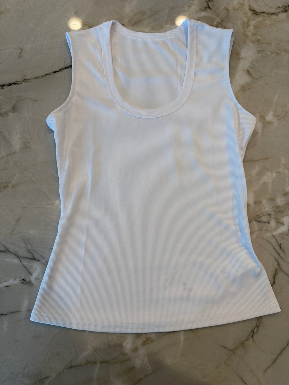 Splendid White Ribbed Scoop Neck Tank